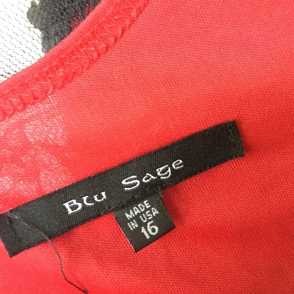 Blu Sage Red & Black Lace Dress Size 16 - Picture 5 of 5